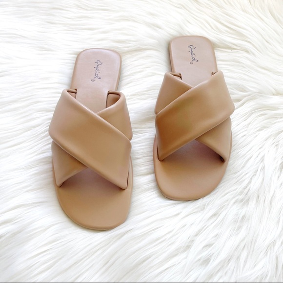 Padded criss cross strap sandals slides slip on - Picture 8 of 11